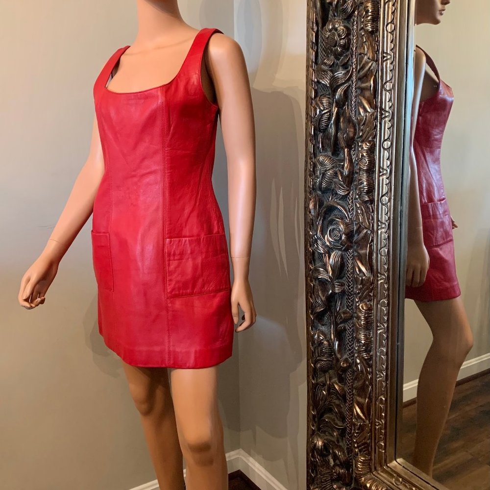 Tannery West Red Mini Leather Dress